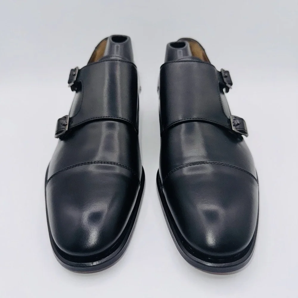 Antonio Maurizi Double‎ Monk Strap Oxfords Men's Size 9 EU 42 Black Leather